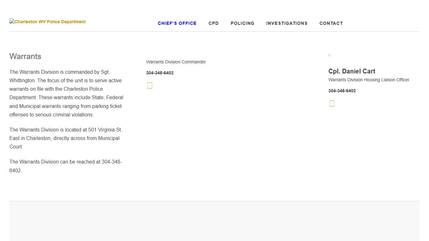 Charleston Police Department - Warrants